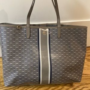 Tory Burch Gemini Tote French Gray Link Stripe